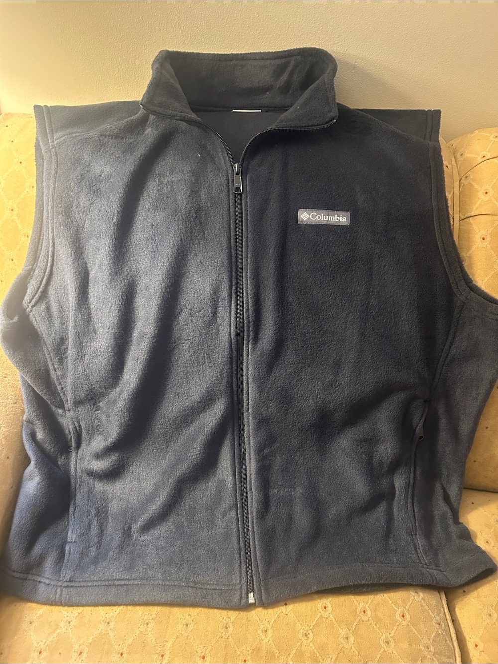 Columbia Men's Dark Blue/Grey Fleece Vest with Full Zip